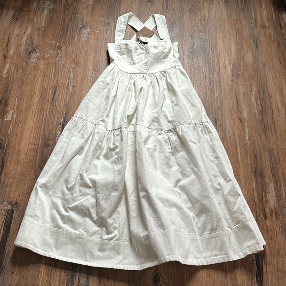 Anthropologie Forever That Girl Denim Off White Dress - Picture 3 of 10
